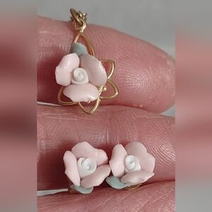 Vintage 1950s porcelain earring and necklace set